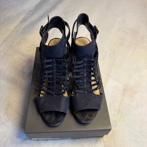 Size 12 Vince Camuto Blue Evel Leather Woven Sandal